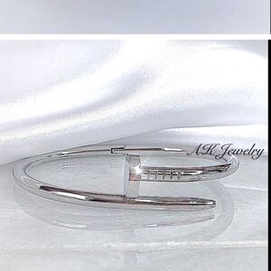 💎LUXURY NAIL Silver BRACELET Bracelet Stackable Style Bangle